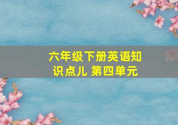 六年级下册英语知识点儿 第四单元